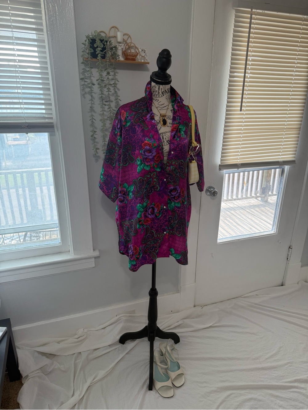 Victoria's Secret Y2K paisley dress satin button down 80s Vintage Gold Label